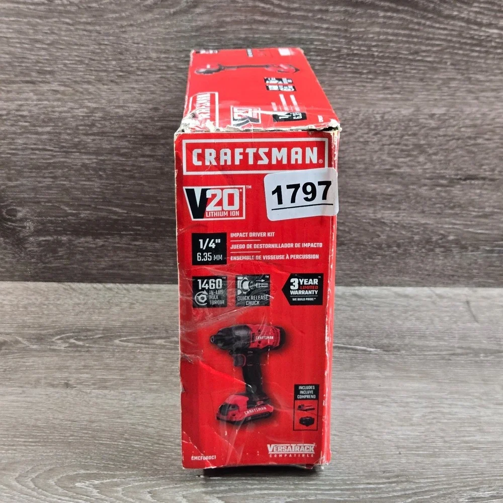 CRAFTSMAN CMCF800C1 V20 20V MAX Lithium-Ion 1/4-Inch Cordless Impact Driver Only